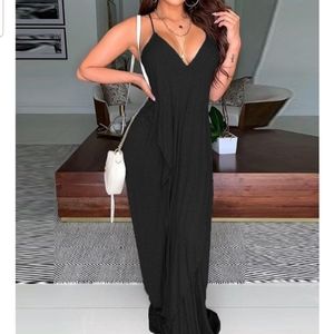 Floor length boho dress layered with V back